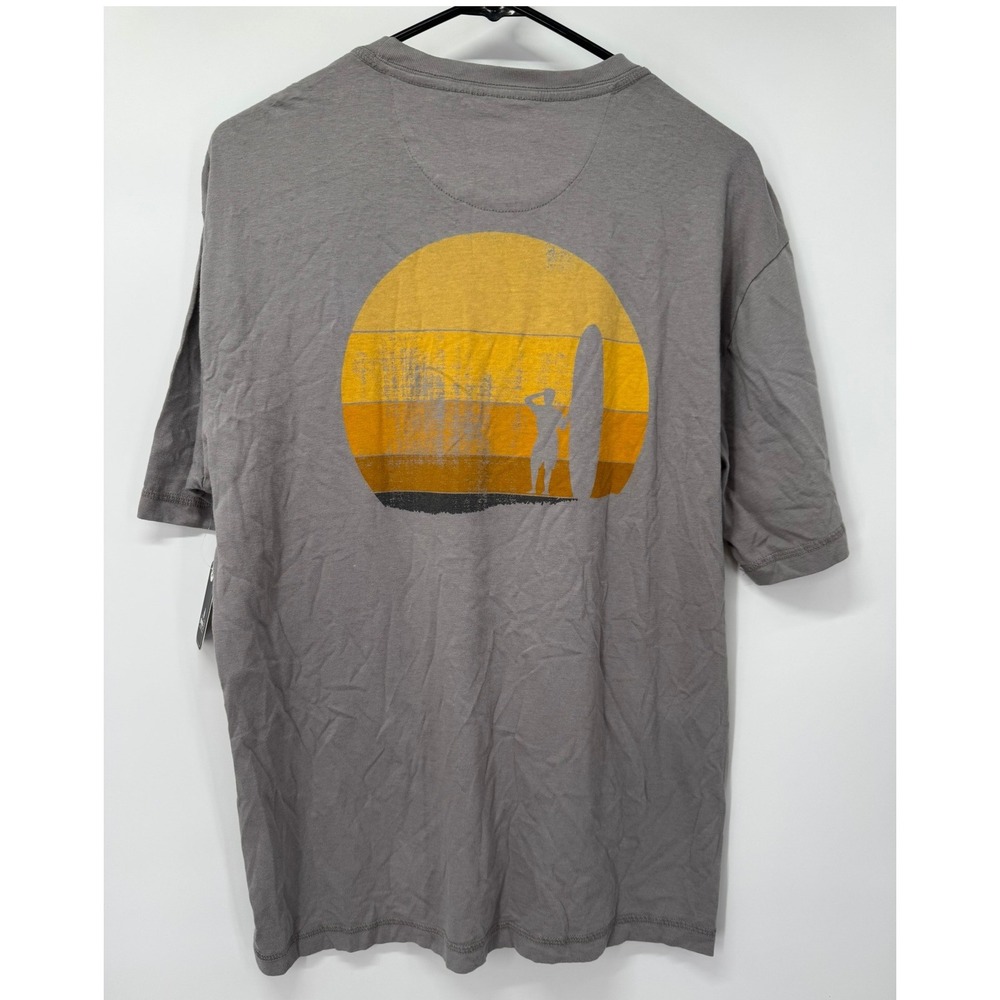 Johnnie-O Men's Medium Gray Surfer Graphic T-Shirt Crew Neck Short Sleeve Casual